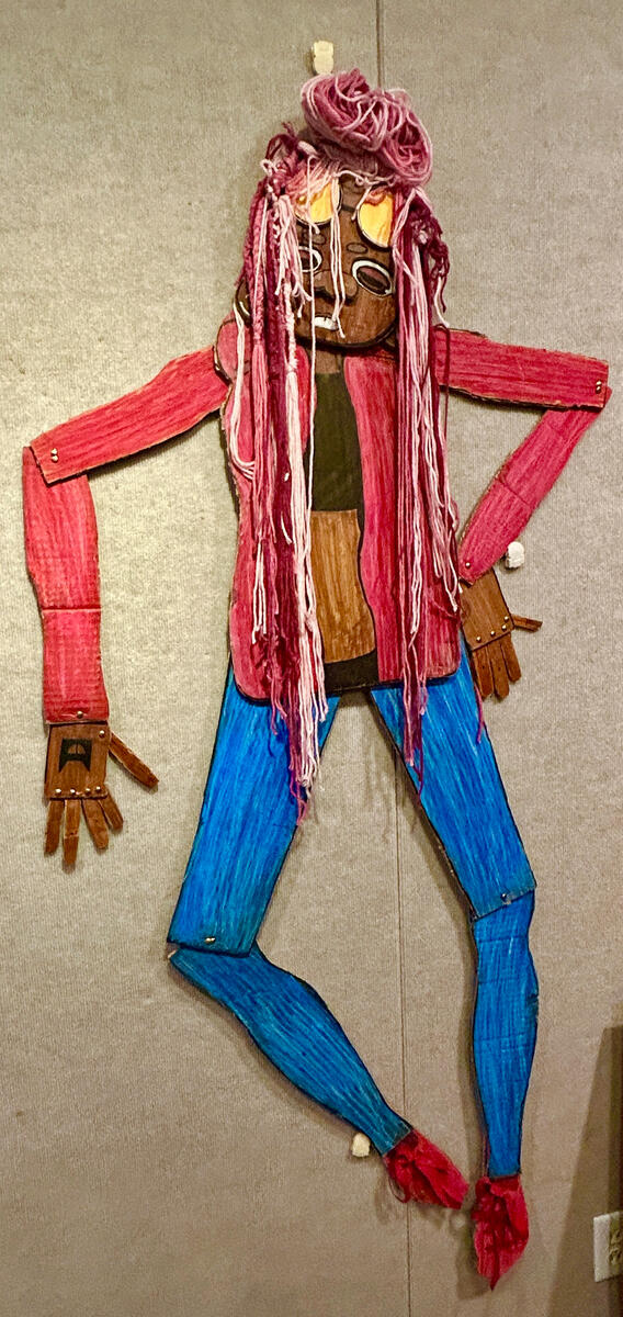 "Puppet" (2025), mixed media on cardboard